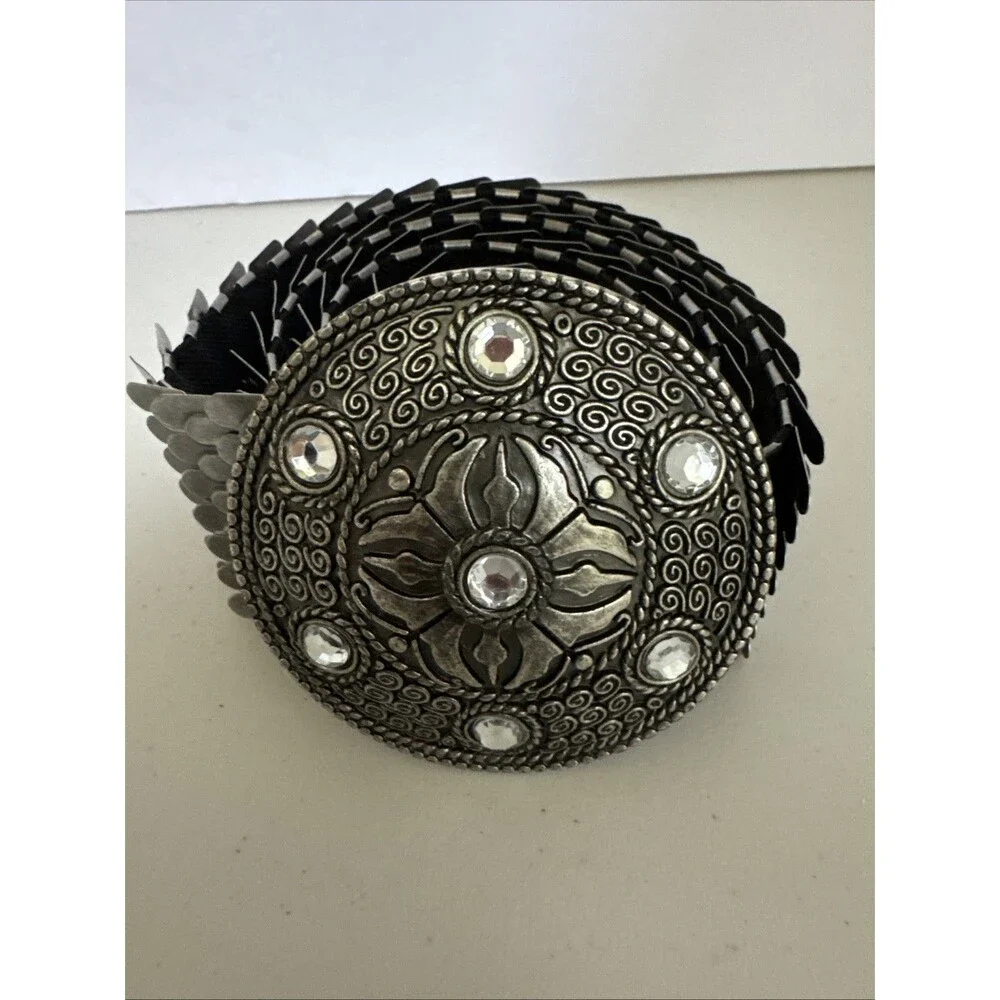 Medallion Belt Women’s Metal Vintage’s 90s Elastic Segmented inch Embellished
